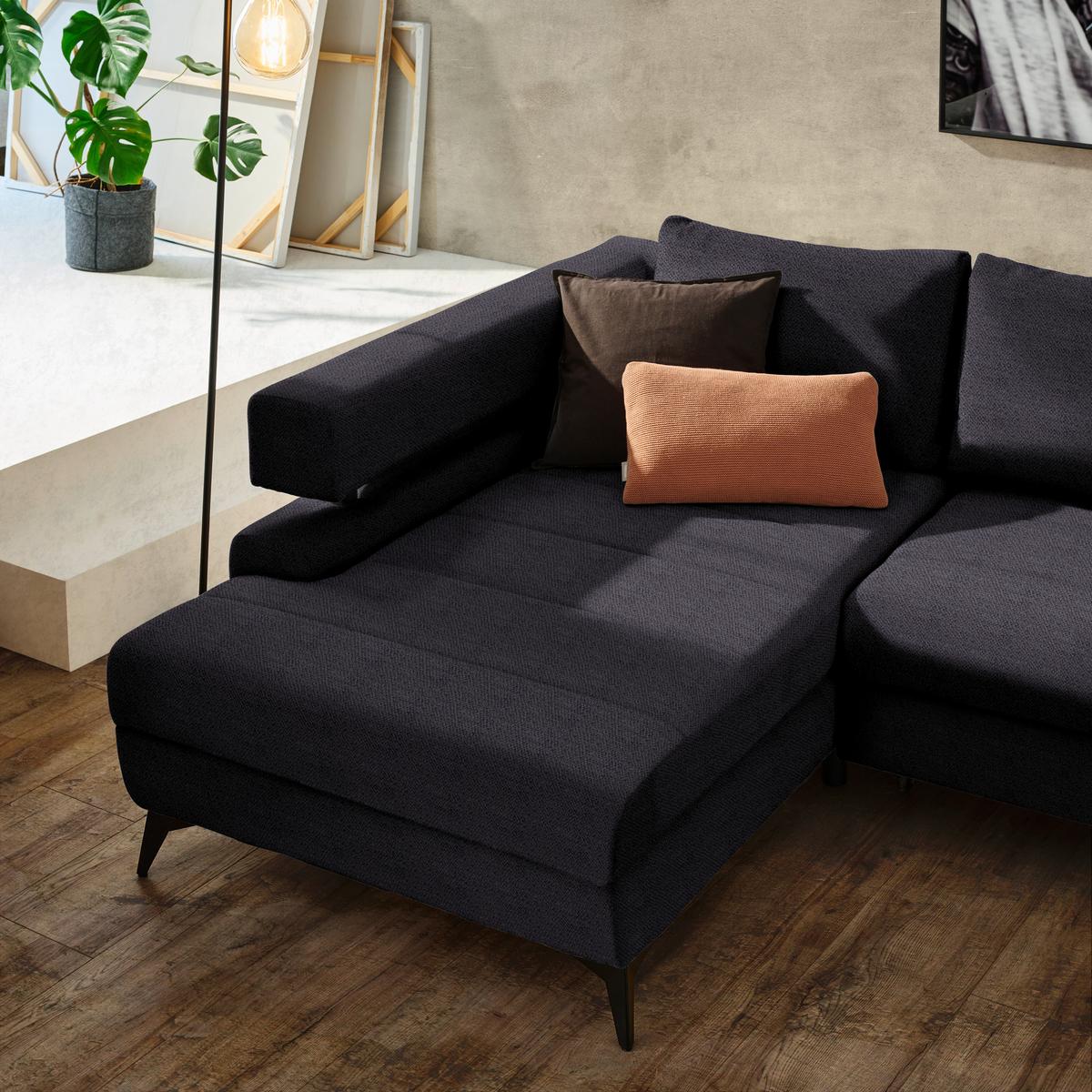 Kutna Garnitura Rosalie - crna, Konvencionalno, tekstil/metal (184/265cm) - Modern Living