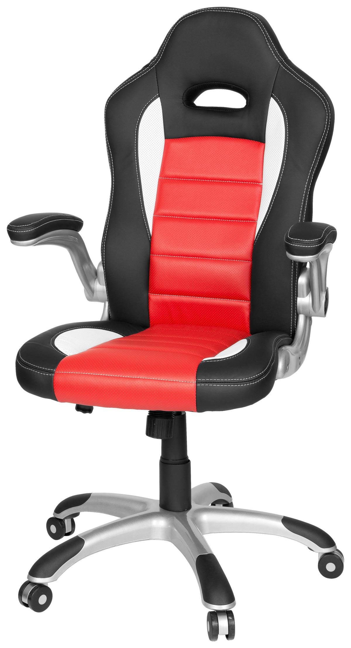 Gaming Stol Game Sport, Črna, Rdeča, Bela - rdeča/črna, Moderno, umetna masa/tekstil (64/118/57cm) - MID.YOU