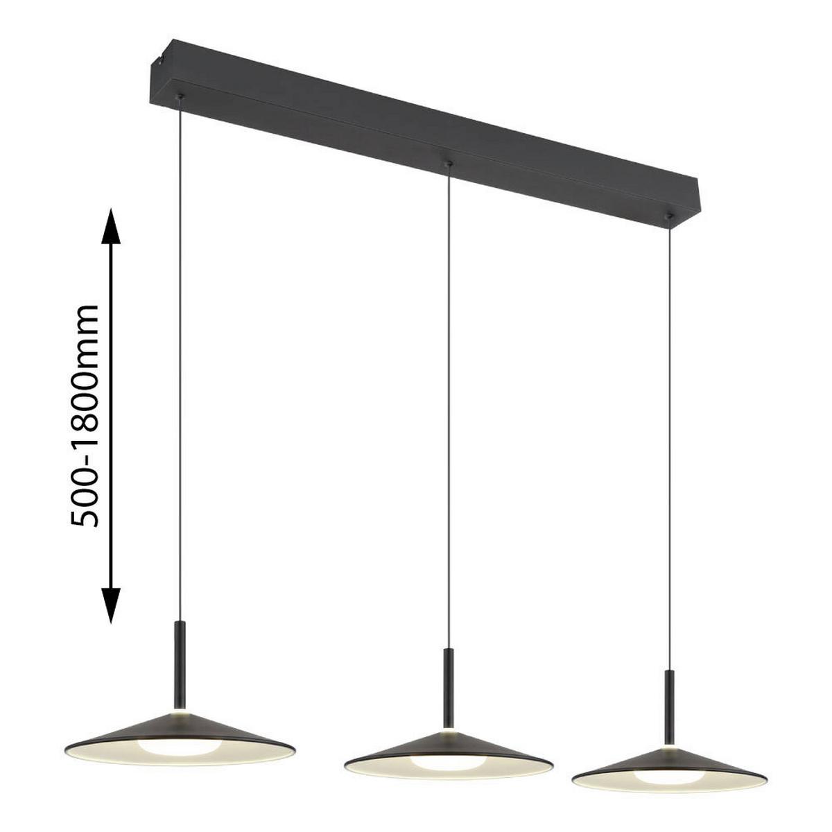 LED-HÄNGELEUCHTE 15635S-3H LAMPONE - Weiss/Schwarz, Design, Kunststoff/Metall (95/25/50-180cm) - Globo