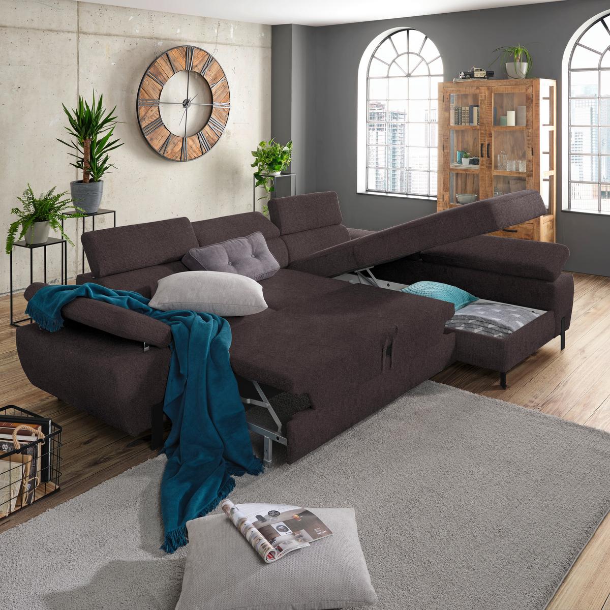 Kutna Garnitura Molina Mini - boje grafita/crna, Moderno, drvni materijal/drvo (277/90/189cm) - Mömax