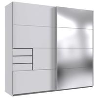 DULAP CU UșI CULISANTE SAIGON - argintiu/alb, Konventionell, sticlă/material pe bază de lemn (225/208/64cm) - Premium Living