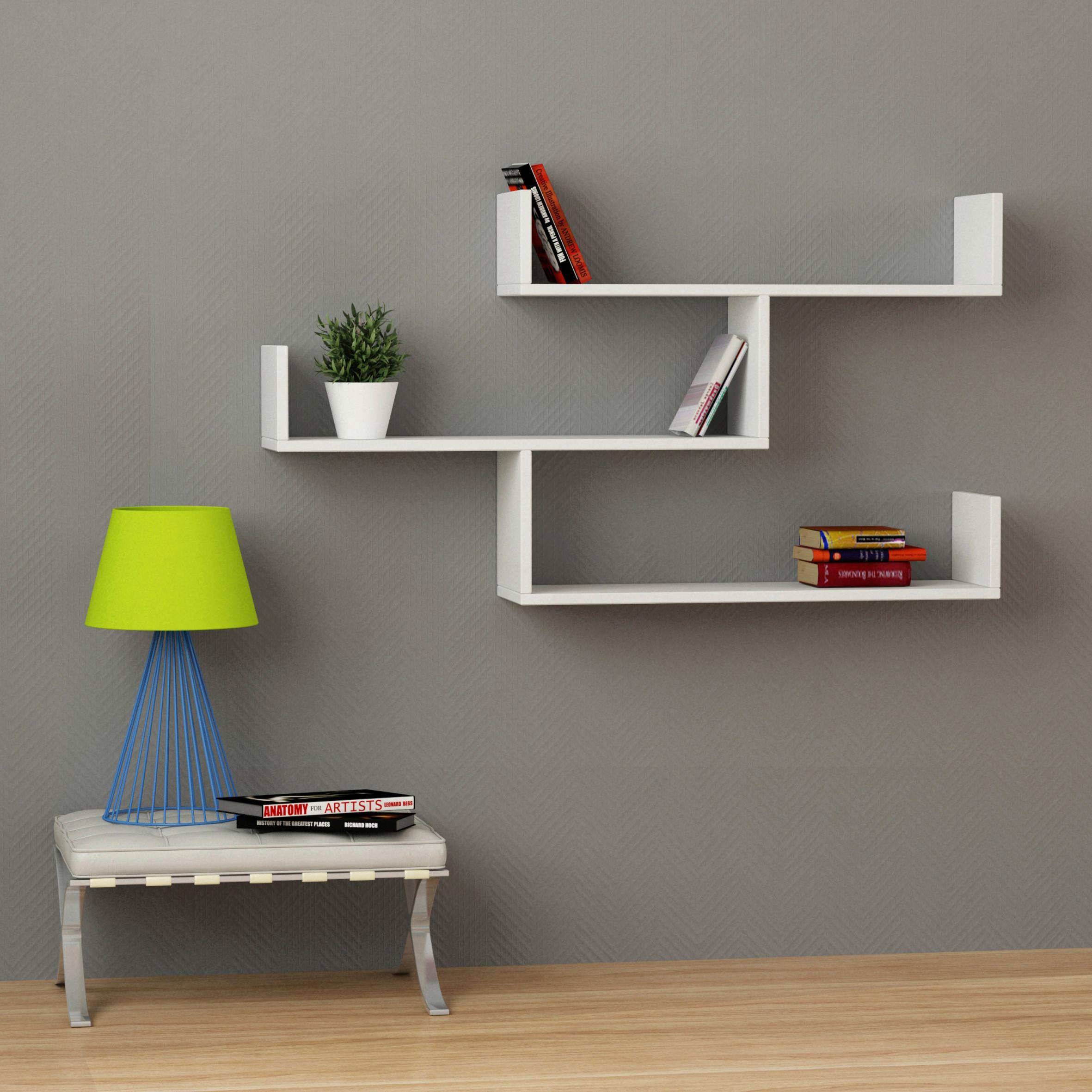 Stenski Regal Tibet - bela, Design, leseni material (120/67/22cm) - Livetastic