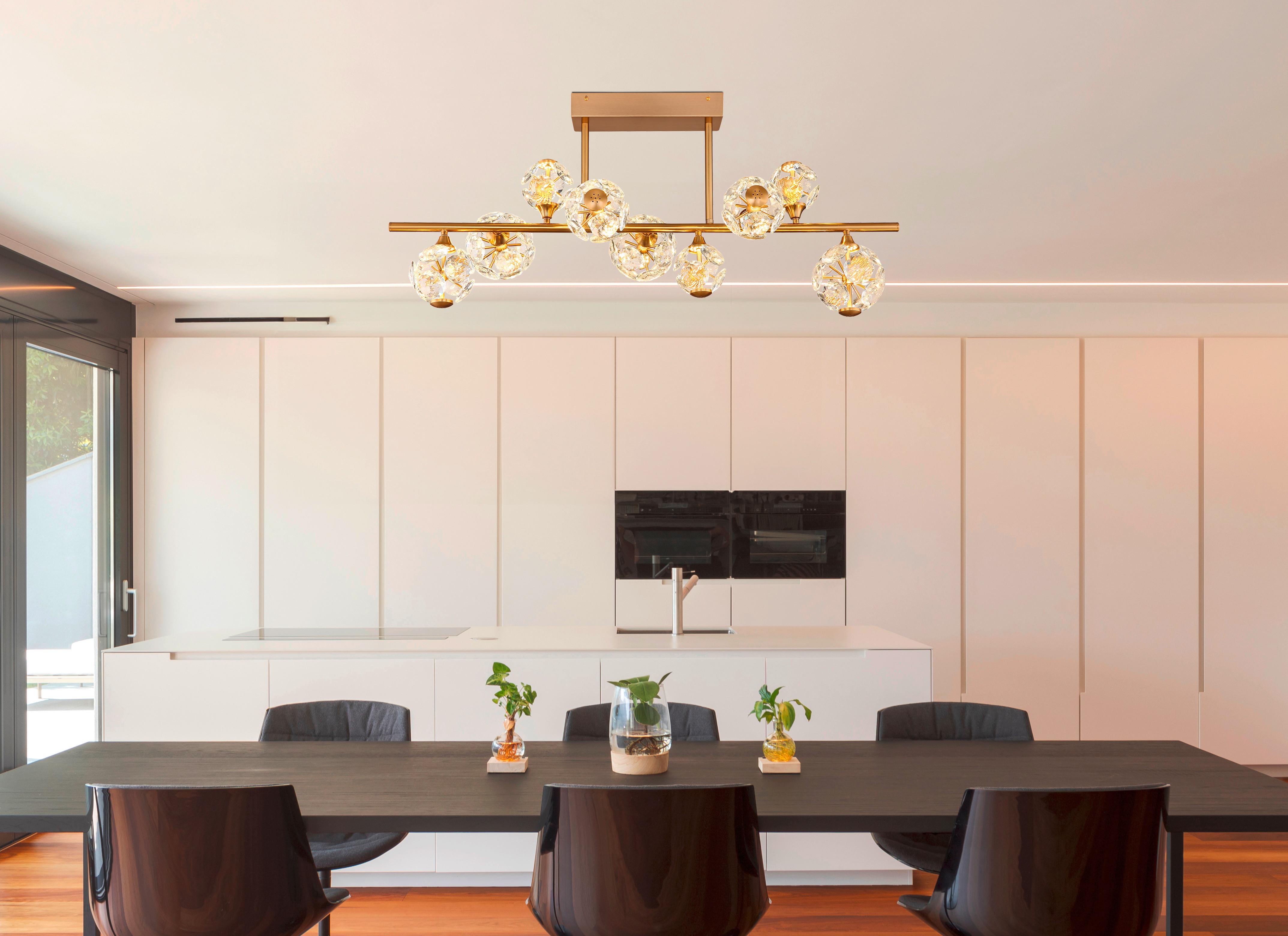 LED-DECKENLEUCHTE 16047-9D VIRINA - Klar/Goldfarben, Konventionell, Glas/Metall (101/34,5/34,5cm) - Globo