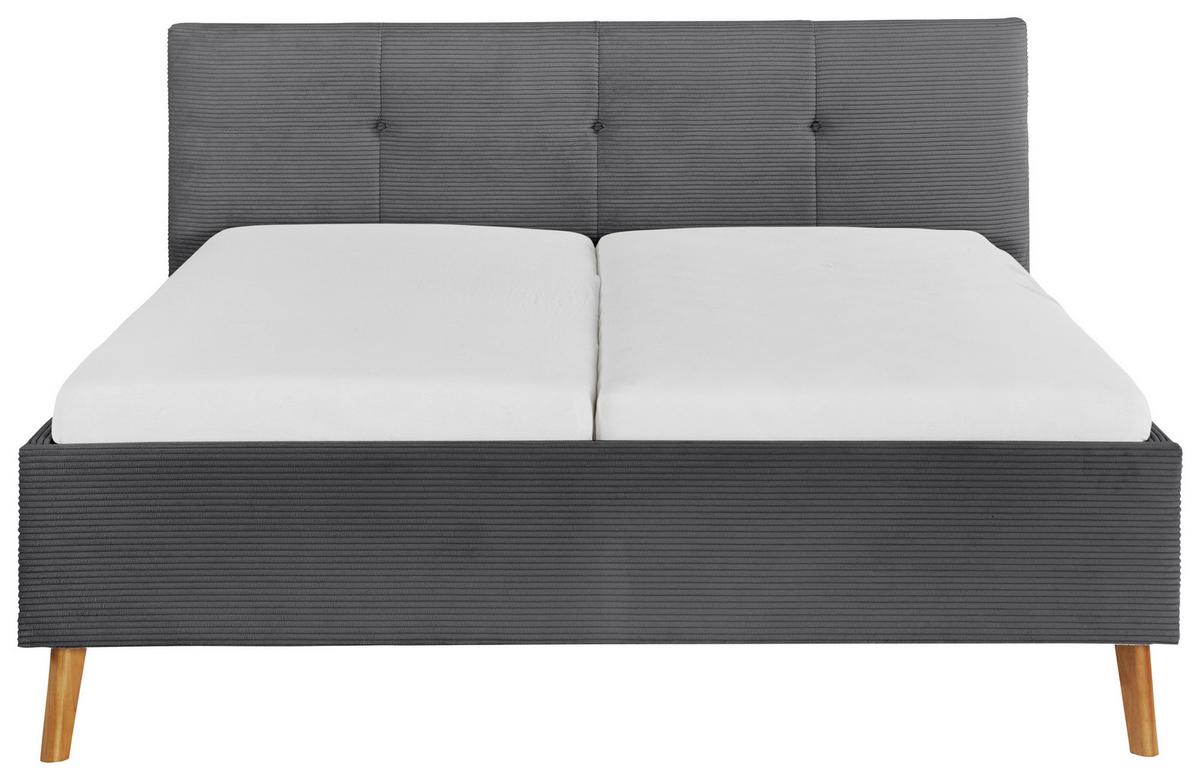 Polsterbett Meila Grau ca. 180x200cm - Eichefarben/Grau, KONVENTIONELL, Holz/Textil (180/200cm) - Premium Living