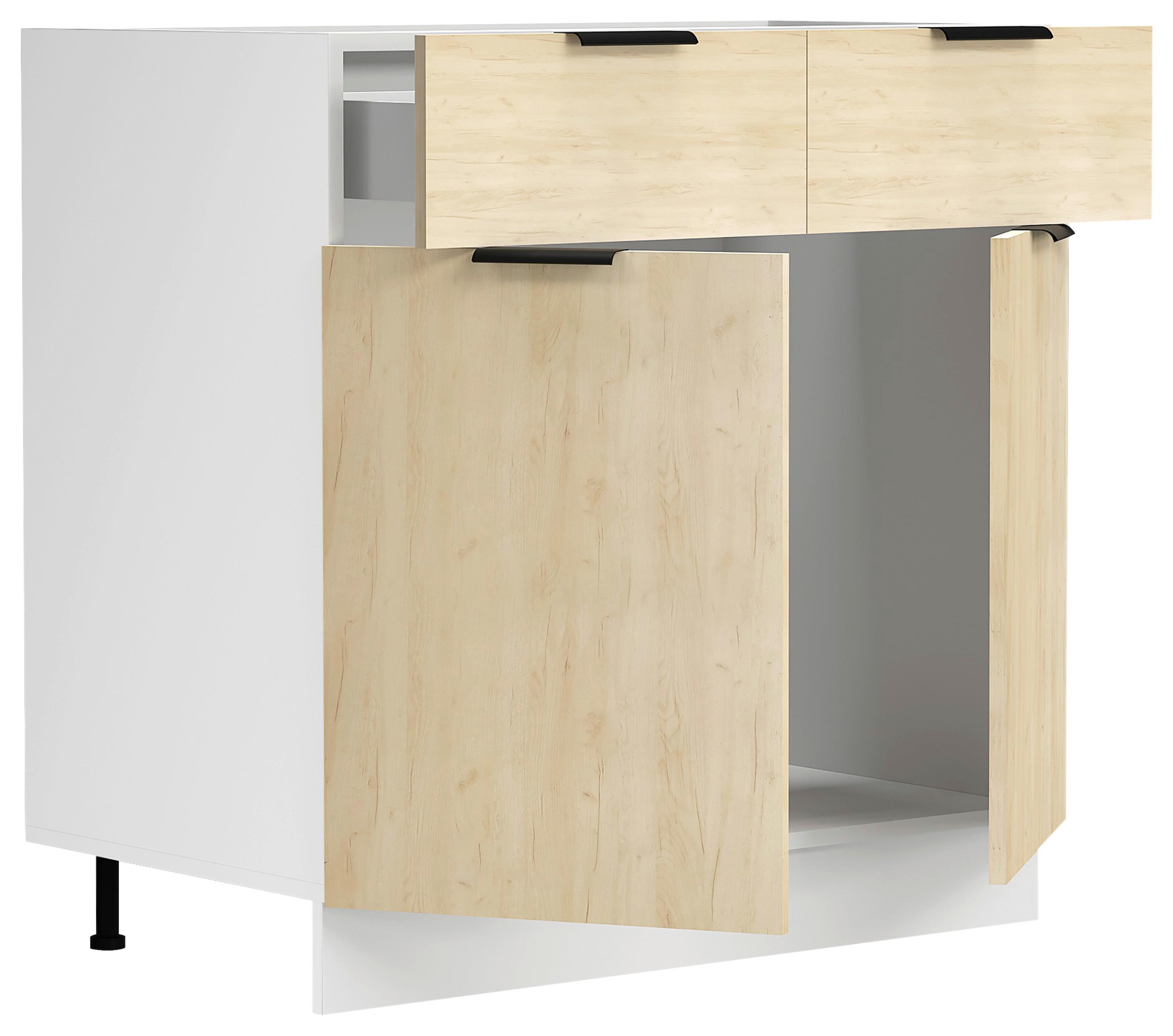 KÜCHENUNTERSCHRANK FASOLA - Honigeiche/Weiss, Trend, Holzwerkstoff/Kunststoff (80/82/46cm) - MID.YOU