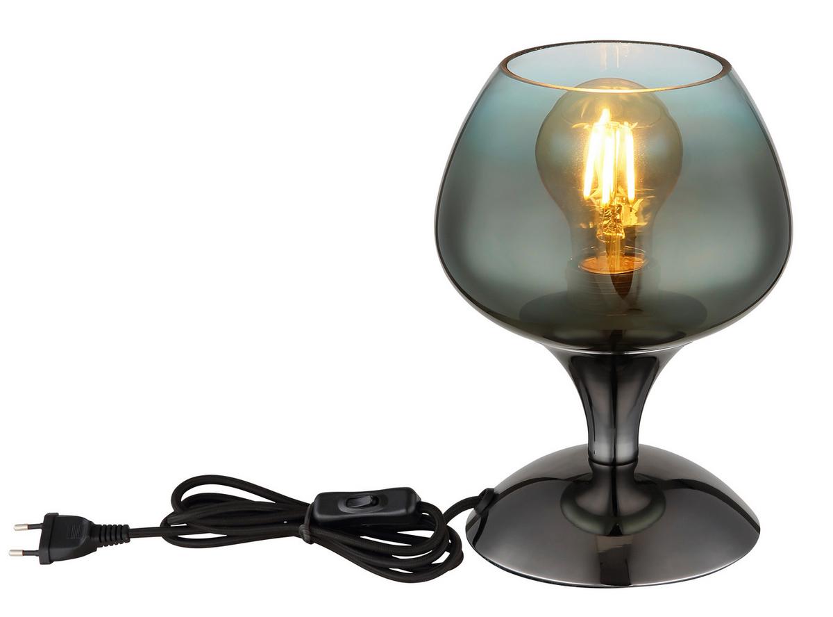 TISCHLEUCHTE 15548T4 - Klar/Schwarzchrom, Trend, Glas/Metall (15/20.5cm) - Globo