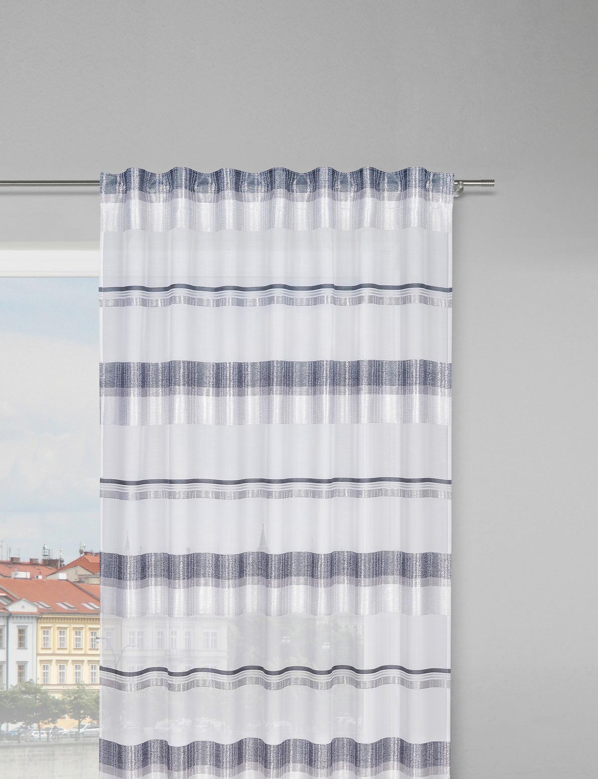 Draperie gata confecționată DIANE - alb/antracit, Romantik / Landhaus, textil (140/245cm) - Modern Living