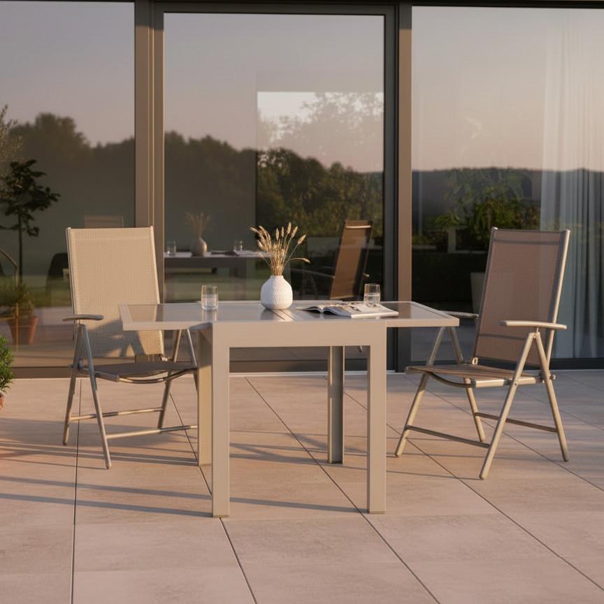 GARTENSET AMALFI - Silberfarben/Braun, MODERN, Kunststoff/Metall - Gardenson