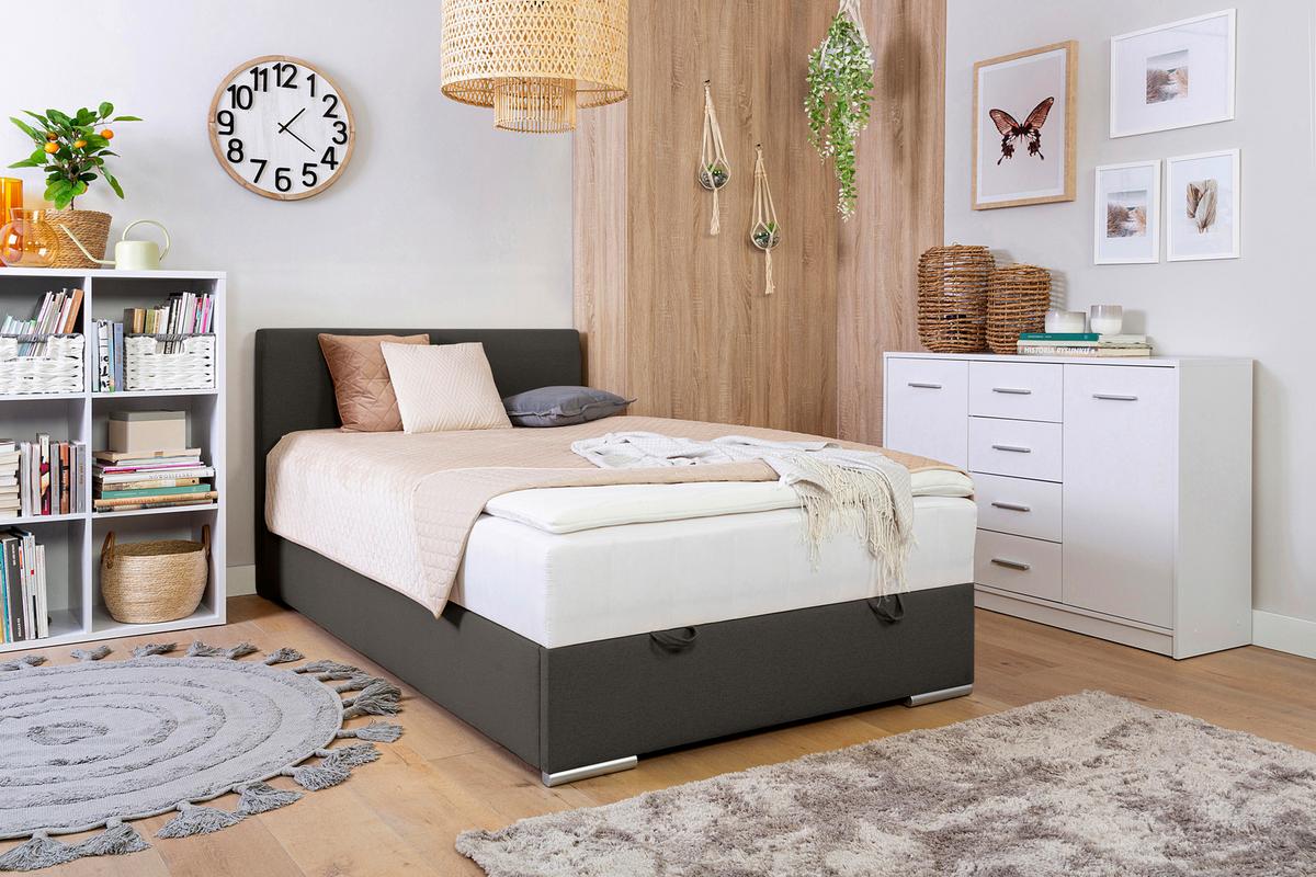 Tapecirani Krevet Cosi - boje kroma/antracit, Konvencionalno, drvo/metal (120/200cm)