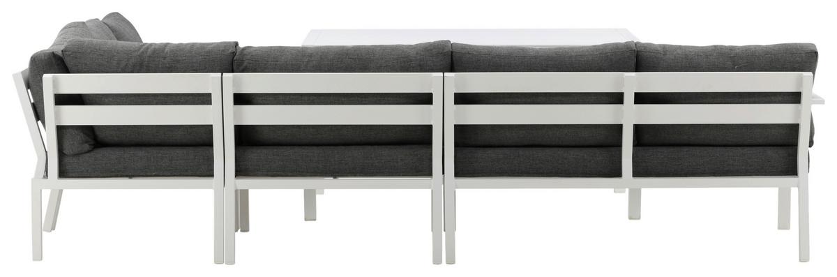 DINING-LOUNGESET RAMOS - Weiß/Grau, KONVENTIONELL, Textil/Metall - Gardenson