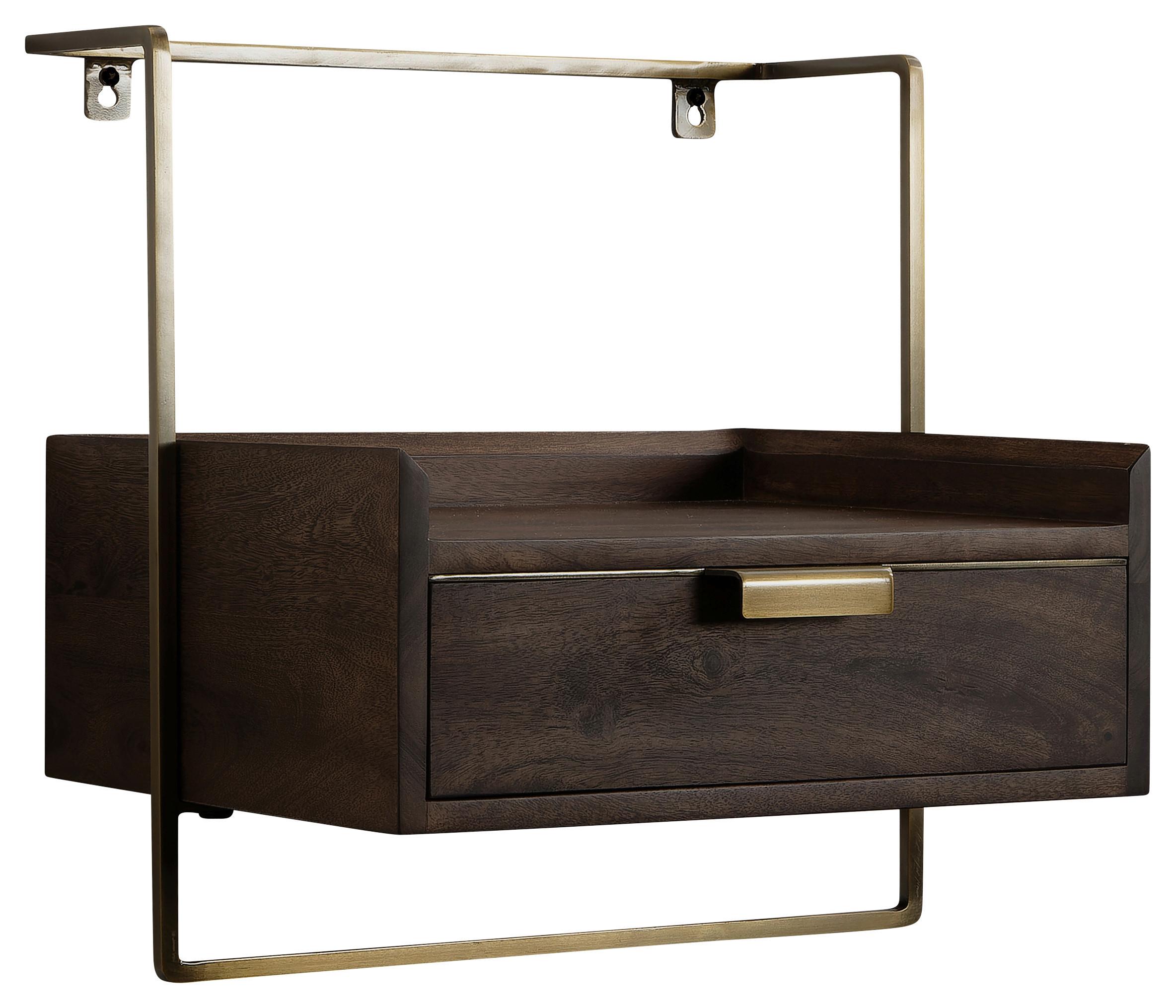 NACHTTISCH WL7.159 - Dunkelbraun/Goldfarben, Design, Holz/Metall (44/45/35cm) - MID.YOU