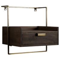 NACHTTISCH WL7.159 - Dunkelbraun/Goldfarben, Design, Holz/Metall (44/45/35cm) - MID.YOU