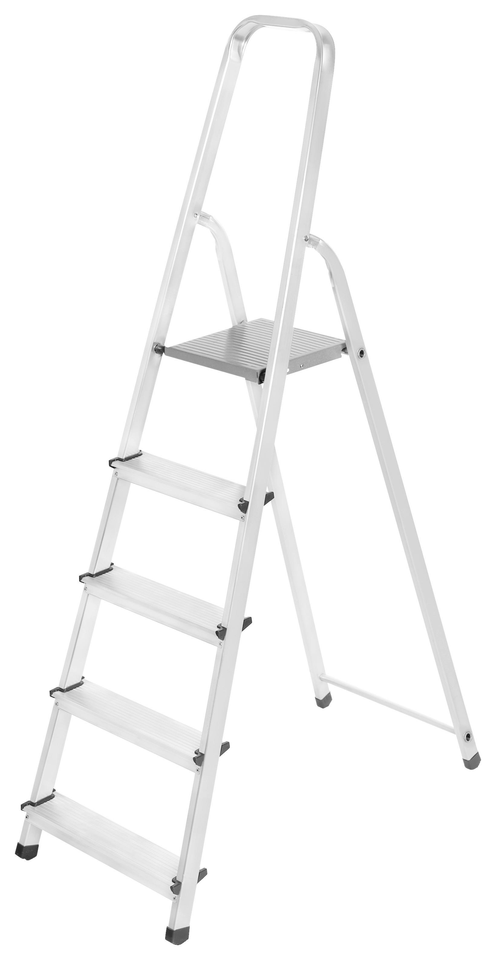 Háztartási Létra Drald-5 - ezüstszínű, fém (168/45/97cm)