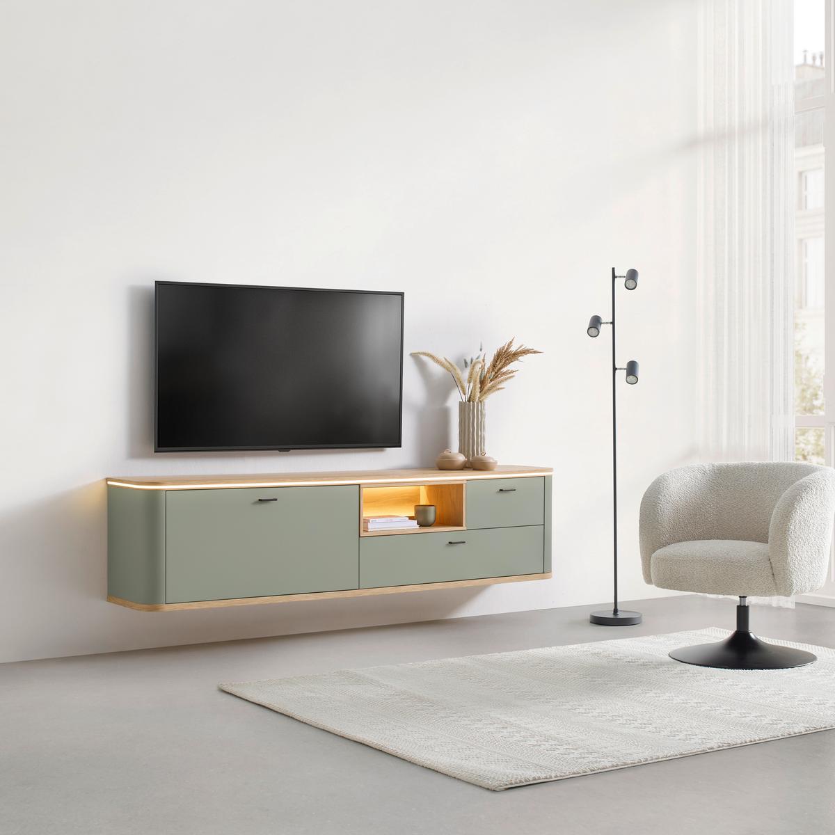 HÄNGEELEMENT LAGOS -EXKLUSIV- - Salbeigrün/Anthrazit, Modern, Holzwerkstoff/Kunststoff (210,2/51,3/37,5cm) - Premium Living