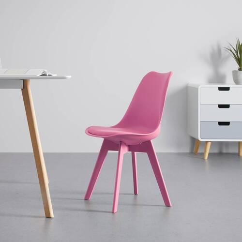 Stuhl "Mia", Lederlook, pink, Gepolstert - Pink, MODERN, Kunststoff/Textil (50/84/54cm) - Bessagi Home