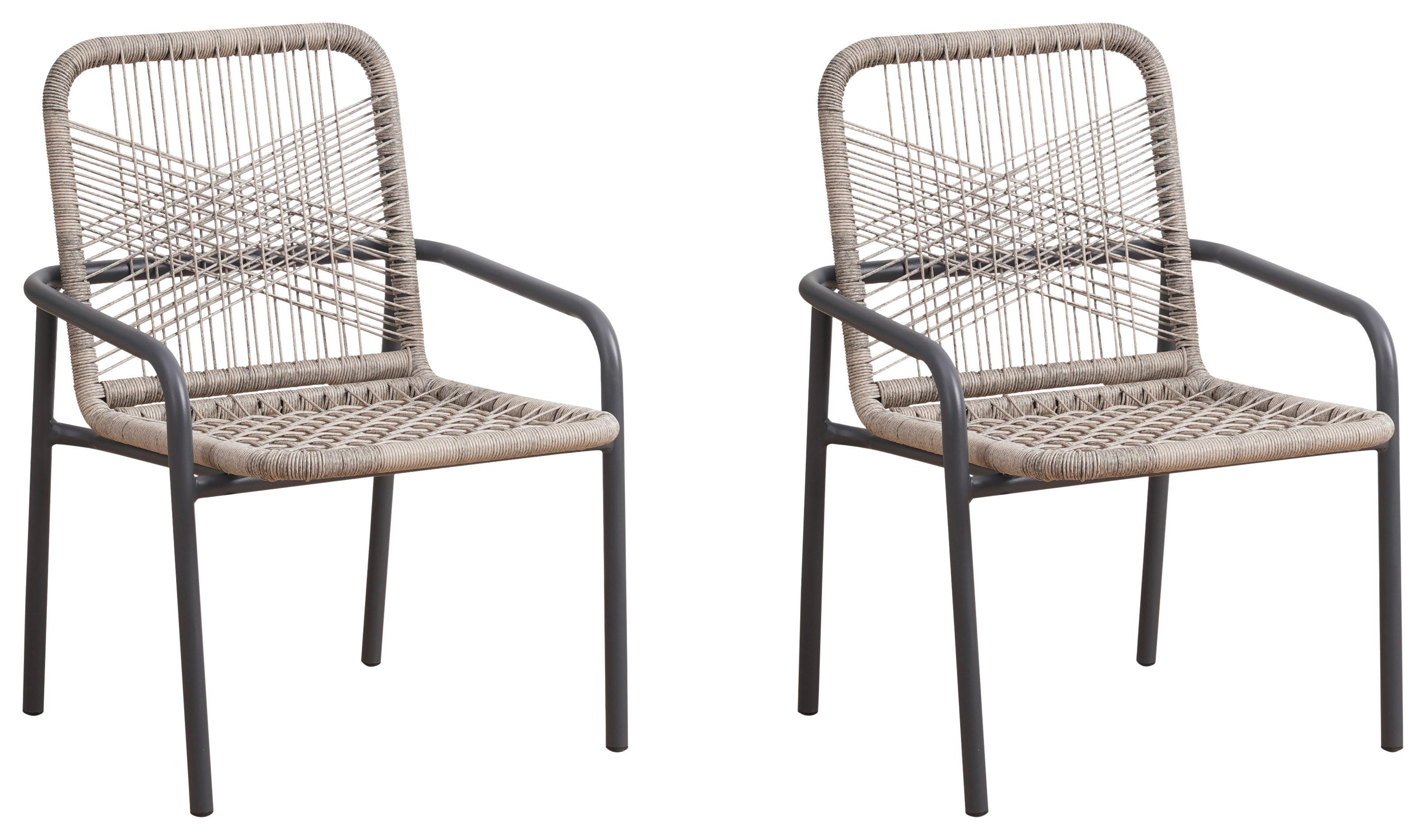 Gartensessel-Set Helmond ca. 53x76 cm 2er-Set Sandfarb. - Sandfarben/Anthrazit, Design, Kunststoff/Metall (53/76/44cm) - Gardenson