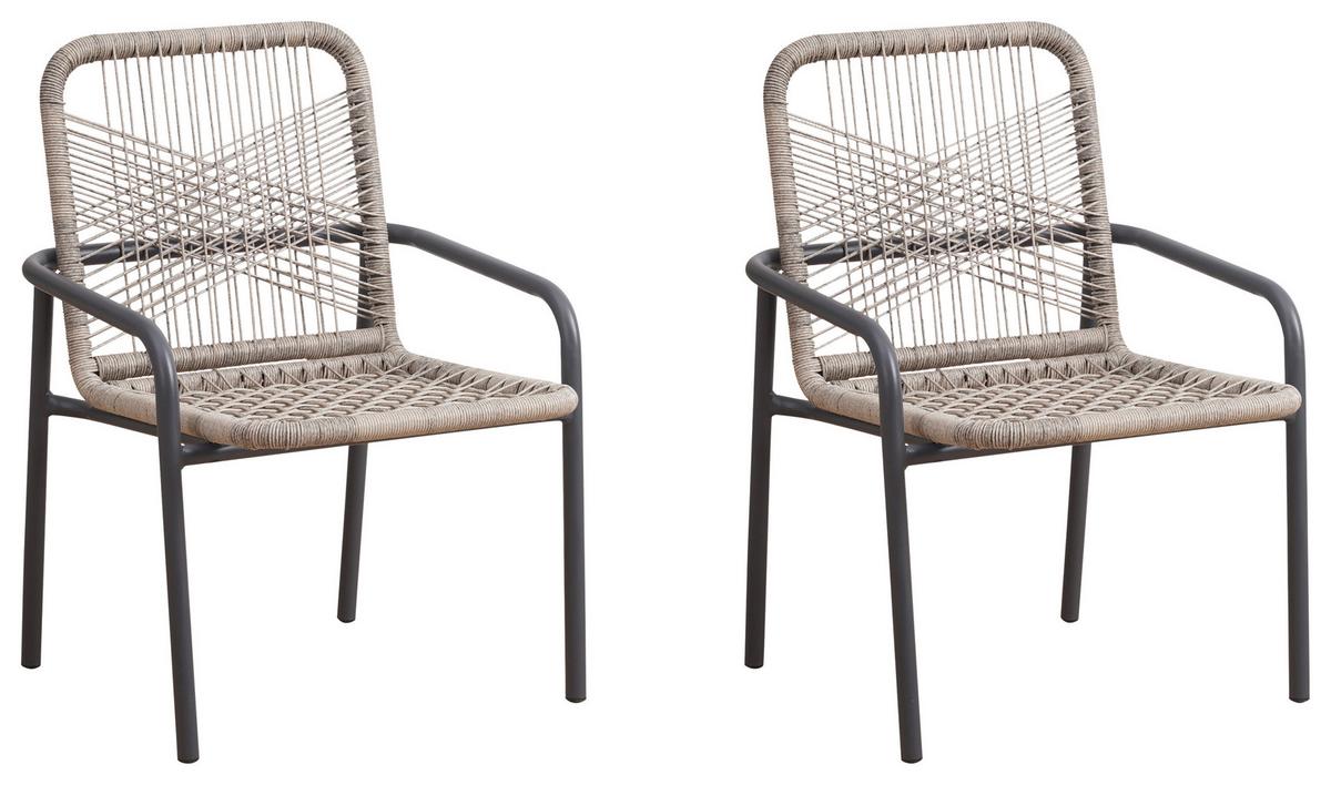 Gartensessel-Set Helmond ca. 53x76 cm 2er-Set Sandfarb. - Sandfarben/Anthrazit, Design, Kunststoff/Metall (53/76/44cm) - Gardenson