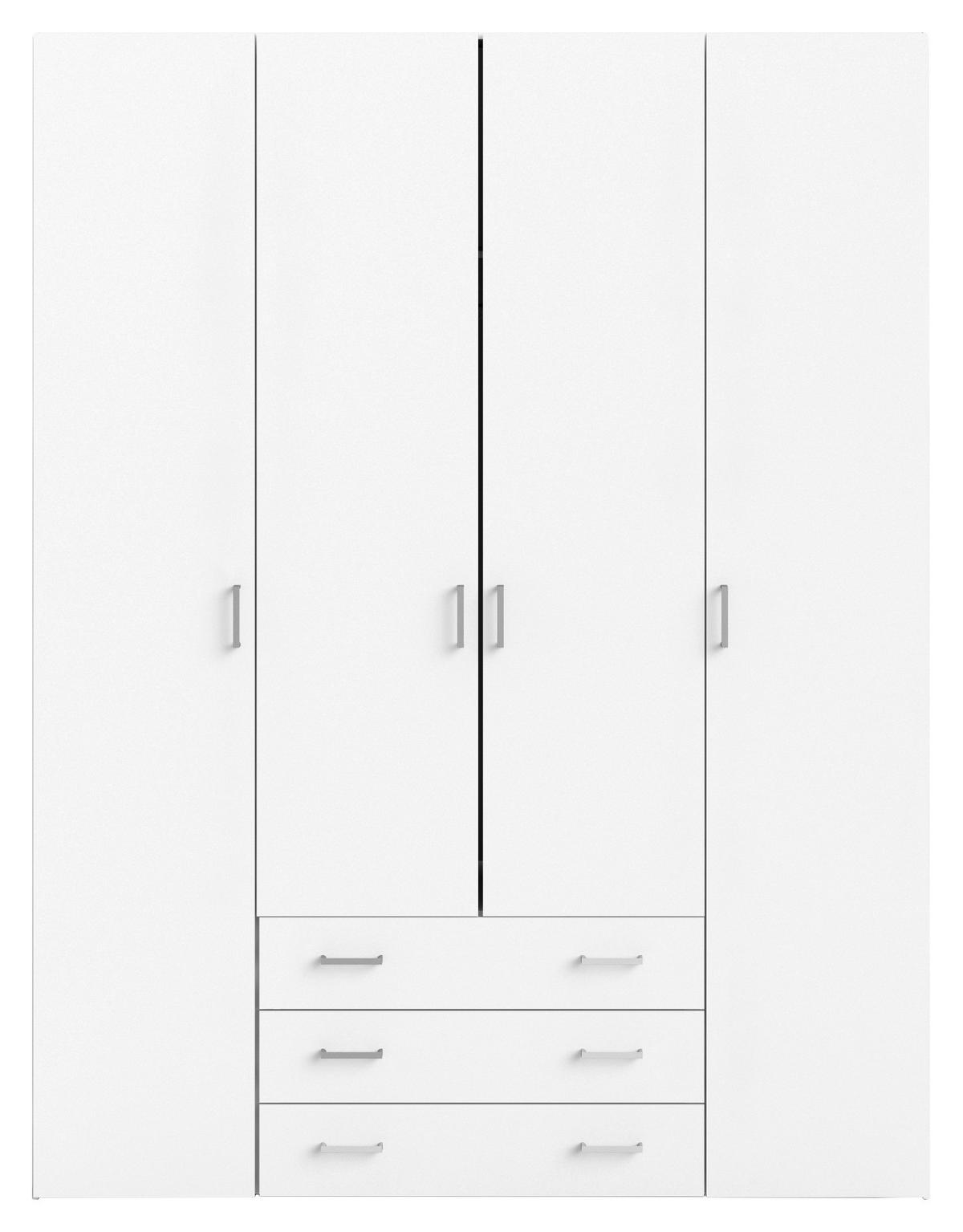 Omara Za Oblačila Space, Bela - srebrne barve/bela, Basics, kovina/leseni material (154/200,4/49,5cm) - P & B