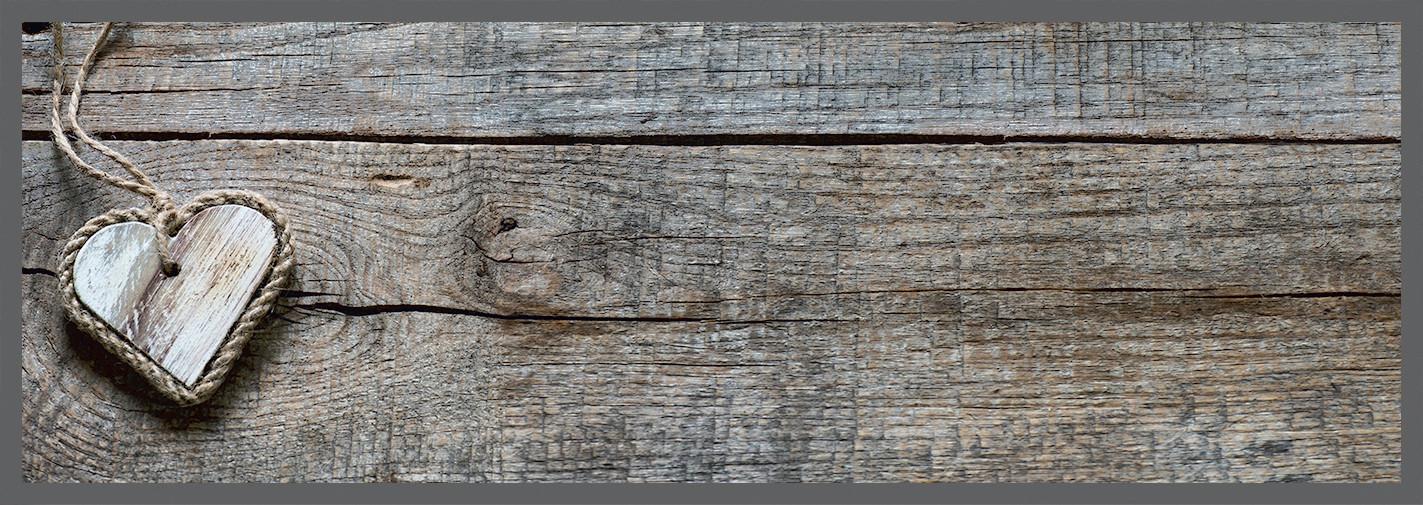 Läufer Cook & Wasch Heart in Schieferfarben ca. 50x150cm - Schieferfarben, MODERN, Kunststoff (50/150cm) - Modern Living