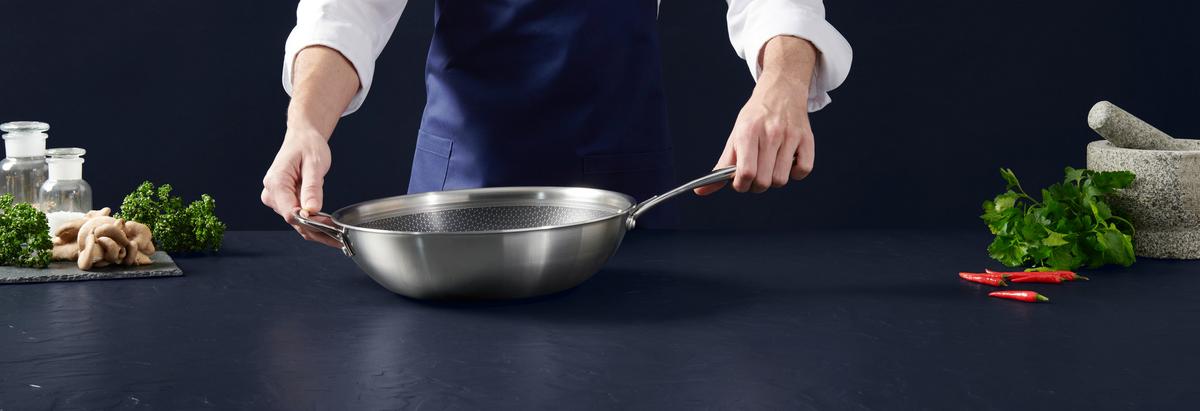Wokserpenyő Silver Line - nemesacél, Modern, fém (30/8cm) - Gourmesto