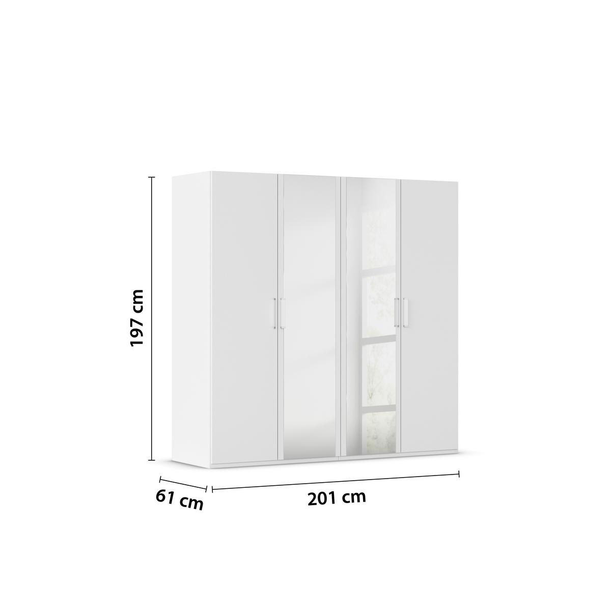 Omara S Klasičnimi Vrati Evelyn, Bela - bela, Design, umetna masa/steklo (201/197/60cm) - Novel