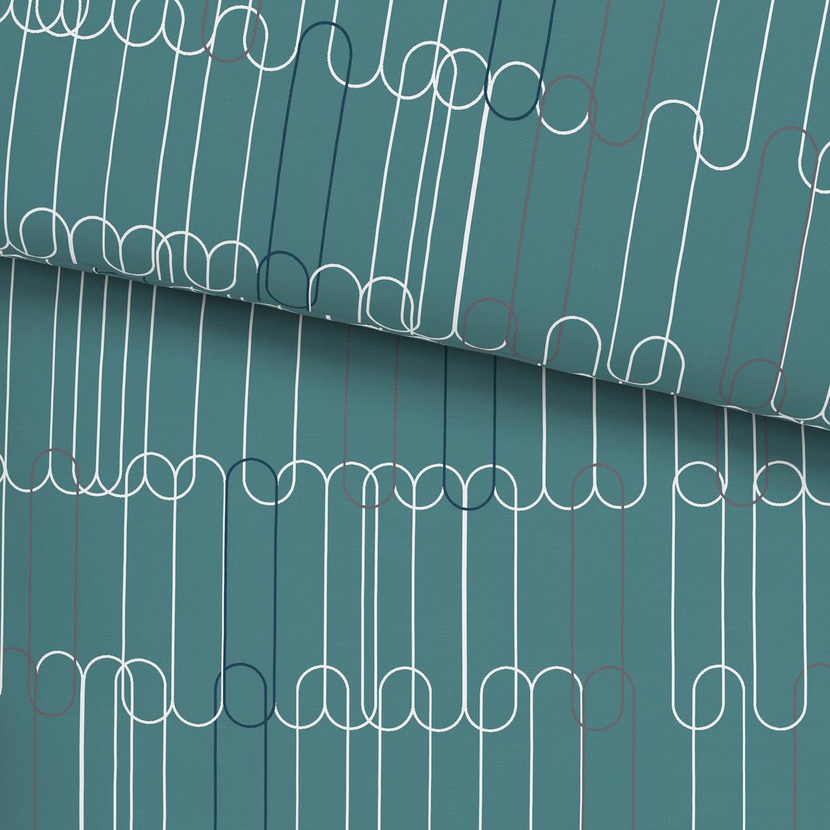 BETTWÄSCHESET CHAINS - Weiss/Petrol, Konventionell, Textil (160/210cm) - Modern Living