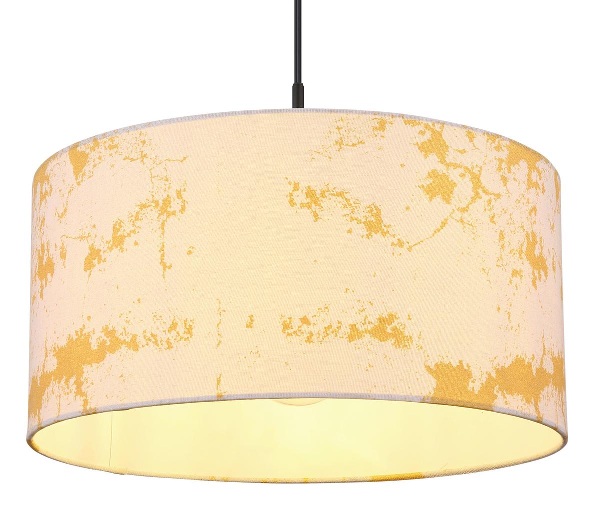 Hängeleuchte Engelbert in Weiß max. 60 Watt - Goldfarben/Schwarz, Basics, Textil/Metall (40/150cm) - Globo