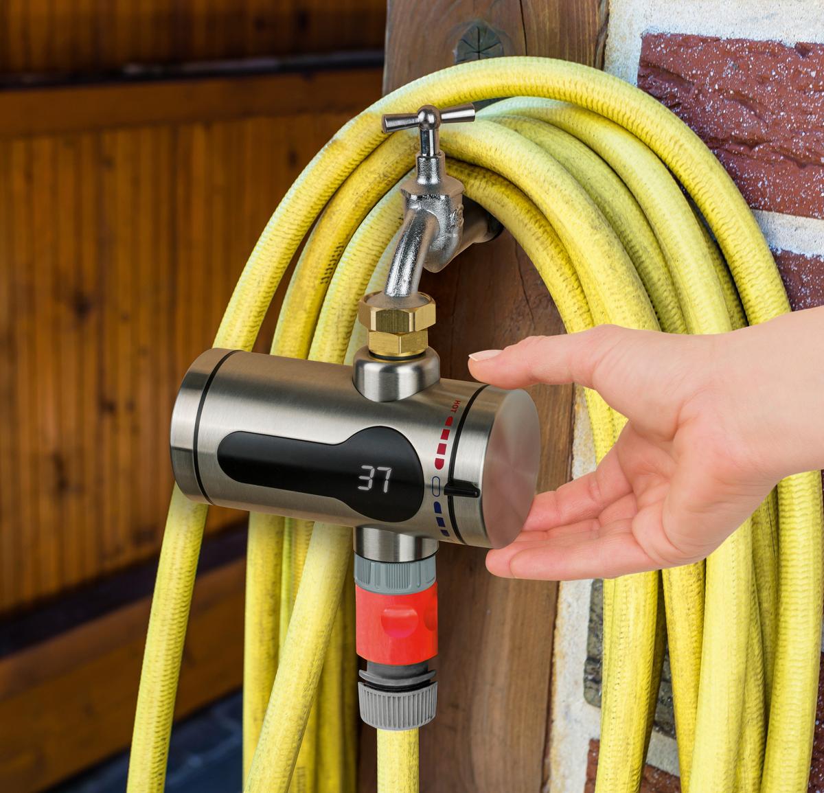 Durchlauferhitzer Maxxmee Schwarz/Edelstahlfarben - Edelstahlfarben/Schwarz, Kunststoff/Metall (14/11,5/6,5cm)