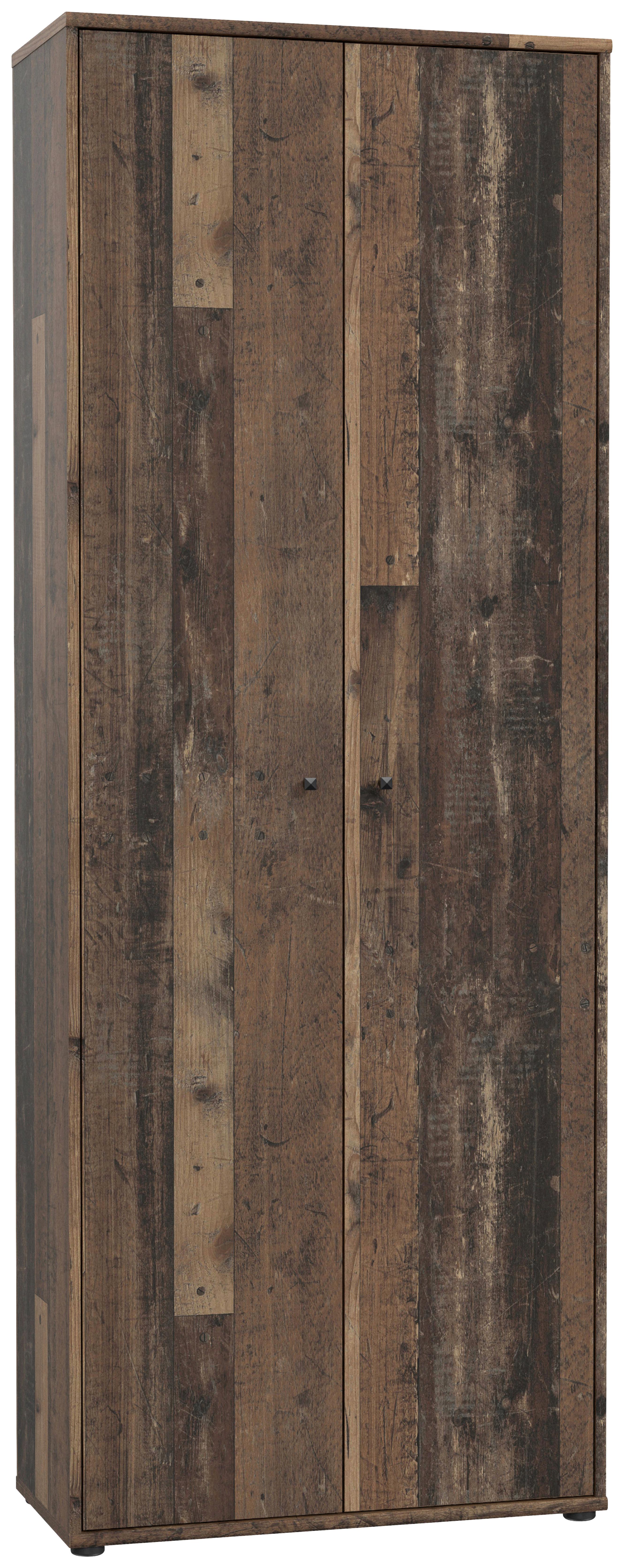 Omara S Klasičnimi Vrati Tempra 2, Rjava - temno rjava/sivorjava, Design, leseni material (73,7/197,5/34,8cm)