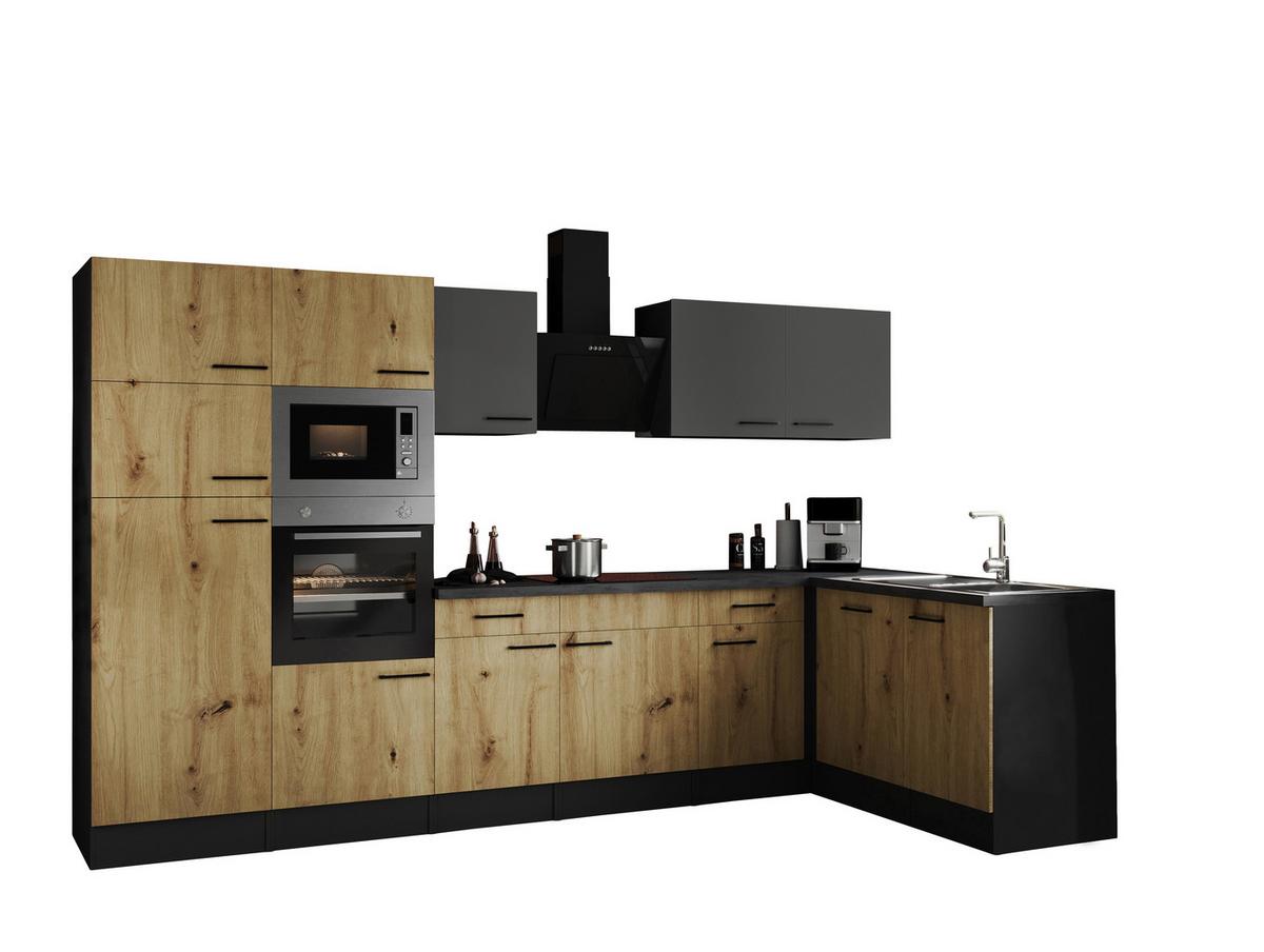 Kotna Kuhinja Z Aparati Oliver, 340x172cm - siva/črna, Design, kovina/leseni material (340/172cm) - Respekta