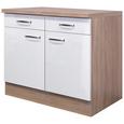 Küchenunterschrank Weiß Hochglanz/Eiche - Edelstahlfarben/Eichefarben, MODERN, Holzwerkstoff/Metall (100/86/60cm) Küchenunterschrank Weiß Hochglanz/Eiche - Edelstahlfarben/Eichefarben, MODERN, Holzwerkstoff/Metall (100/86/60cm)