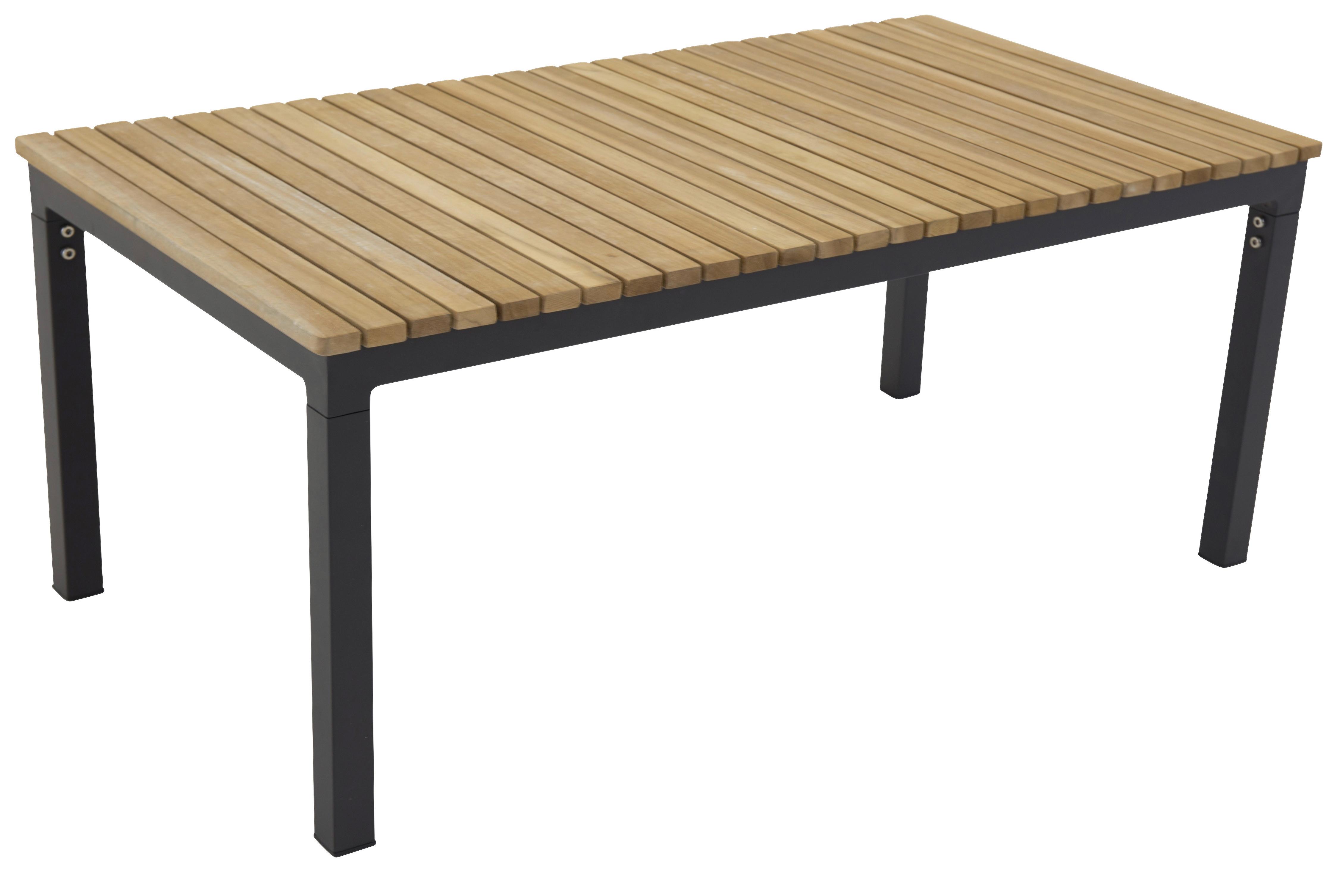 Loungetisch Brasilia ca. 110x60 cm Teakholz massiv - Schwarz/Teakfarben, KONVENTIONELL, Holz/Metall (110/60/45cm) - Gardenson
