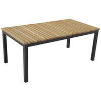 Loungetisch Brasilia ca. 110x60 cm Teakholz massiv - Schwarz/Teakfarben, KONVENTIONELL, Holz/Metall (110/60/45cm) - Gardenson