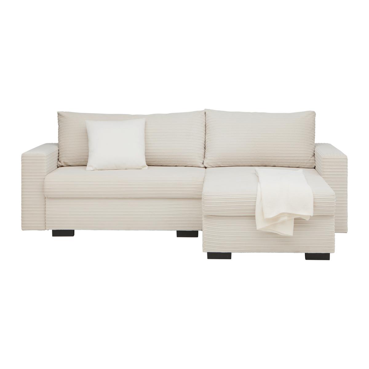 Ecksofa Geneve Cord Beige - Beige/Schwarz, KONVENTIONELL, Kunststoff/Textil (225/86/167cm) - Mömax