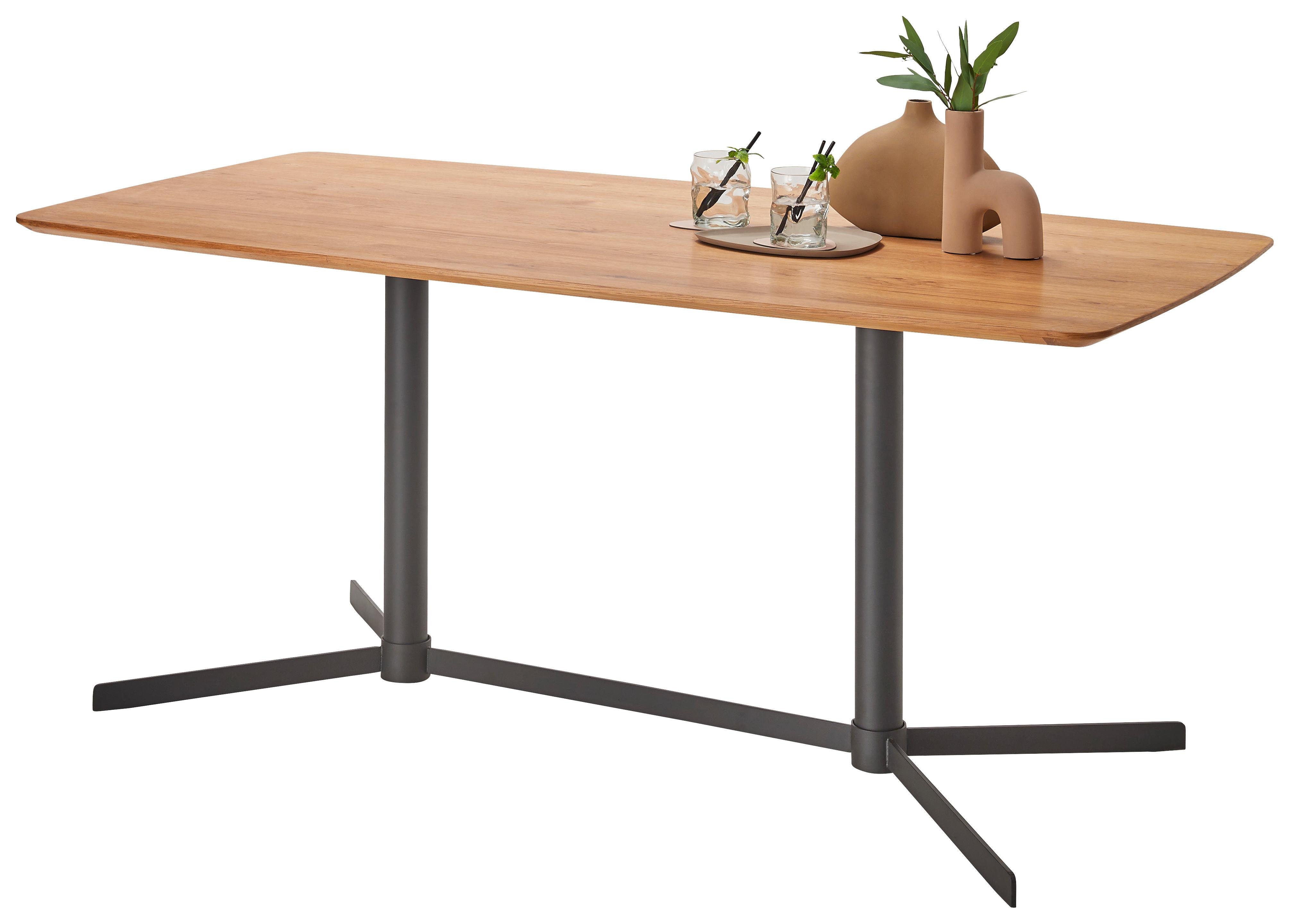 MATBORD VALLETTA - svart/ekfärgad, Modern, metall/trämaterial (160/90/76cm) - Premium Living