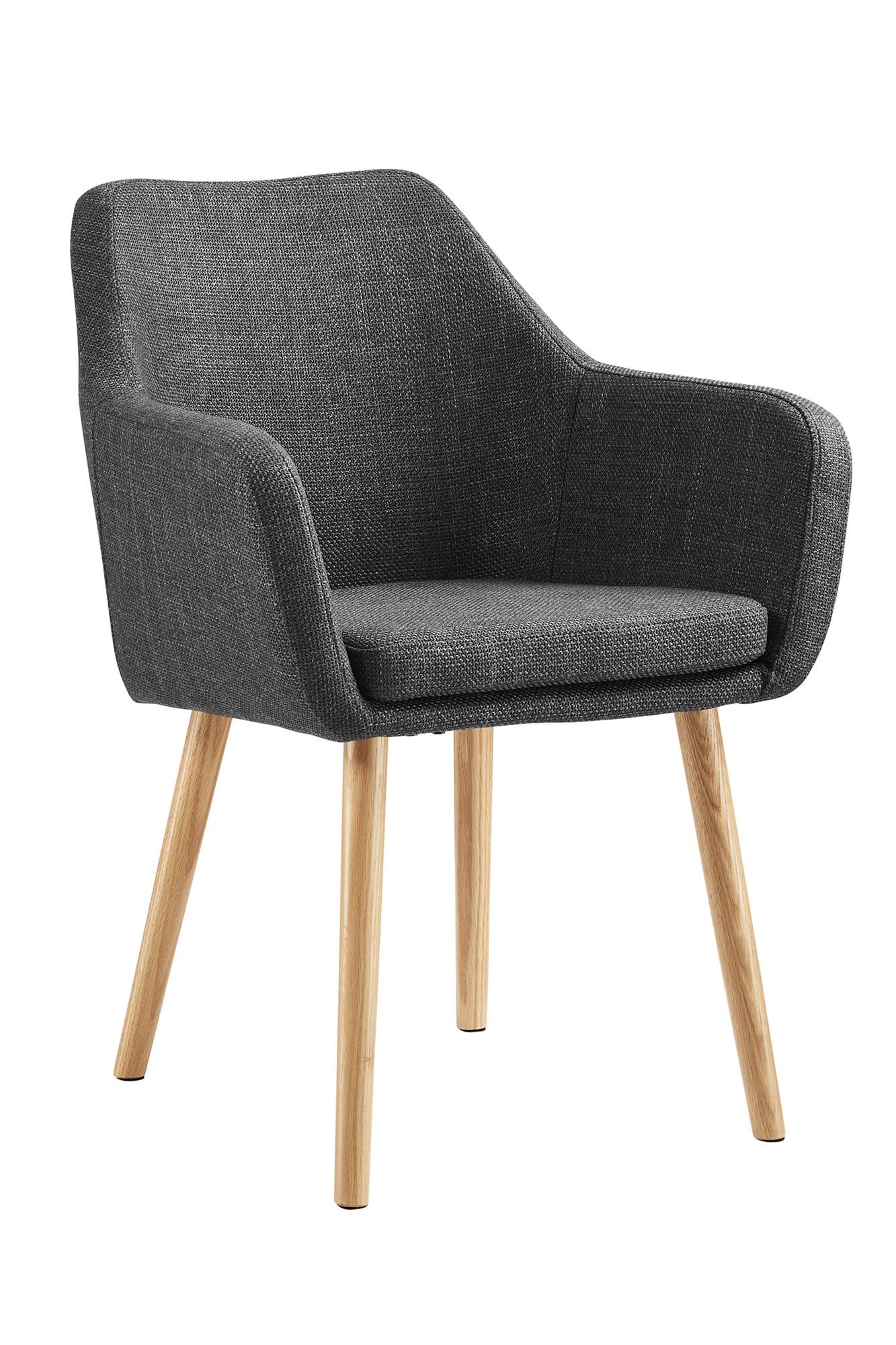 Naslanjač Holz, Temno Siva - temno siva/naravne barve, Moderno, tekstil/les (62/84/60cm) - Livetastic