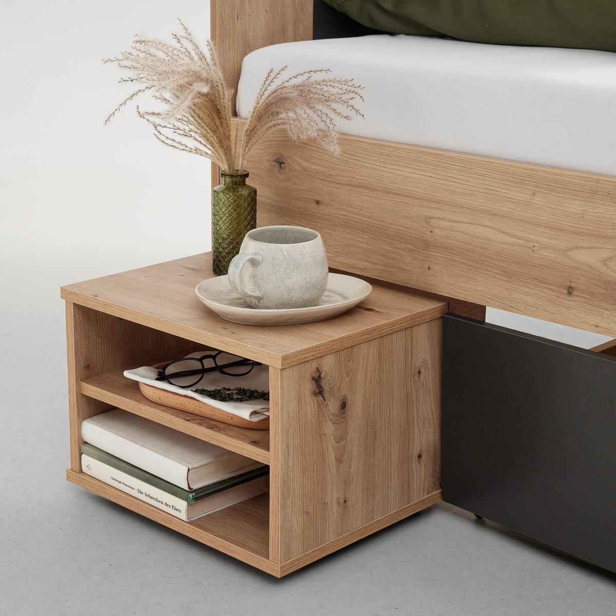 Bett Azurro 2-120 Anthrazit/Eiche Artisan - Anthrazit/Eiche Artisan, MODERN, Holzwerkstoff (120/200cm) - Mömax