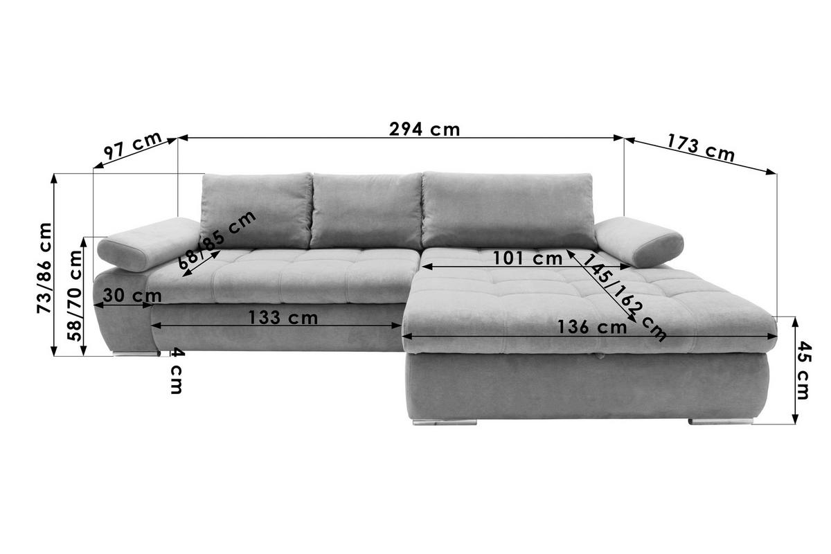 NAROŻNIK INFERNO - petrol/biały, Design, tworzywo sztuczne/tkanina (294/173cm) - Carryhome