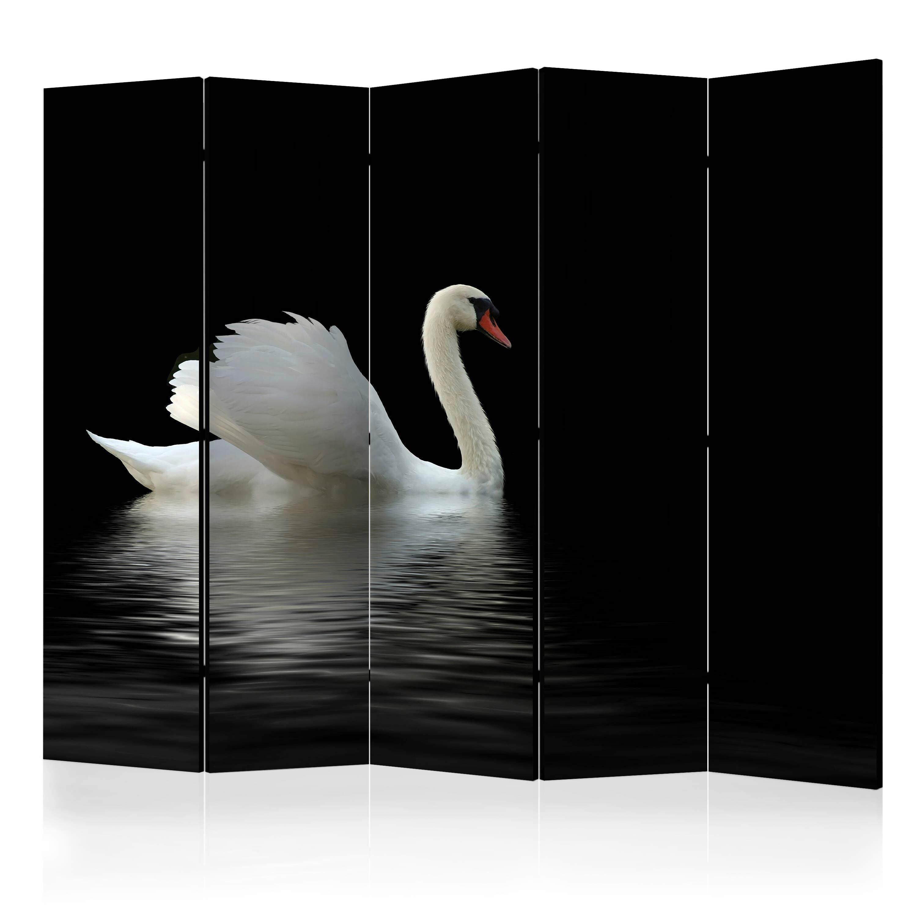 Paravan Swan I, 5-Delni, Dvostranski - črna/bela, Basics, tekstil/les (225/172/3cm) - artgeist
