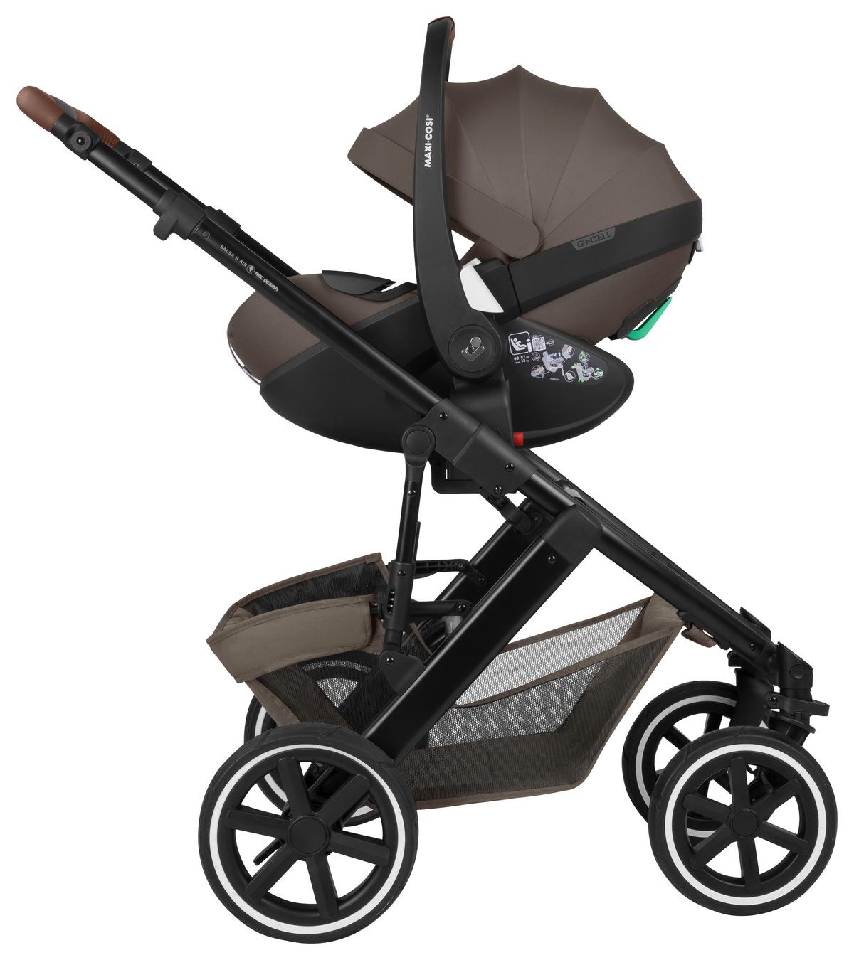 WÓZEK DZIECIĘCY - ZESTAW SALSA 5 AIR MAXI COSI - czarny/biały, Basics, metal/tkanina (95,5/63/118cm) - ABC Design