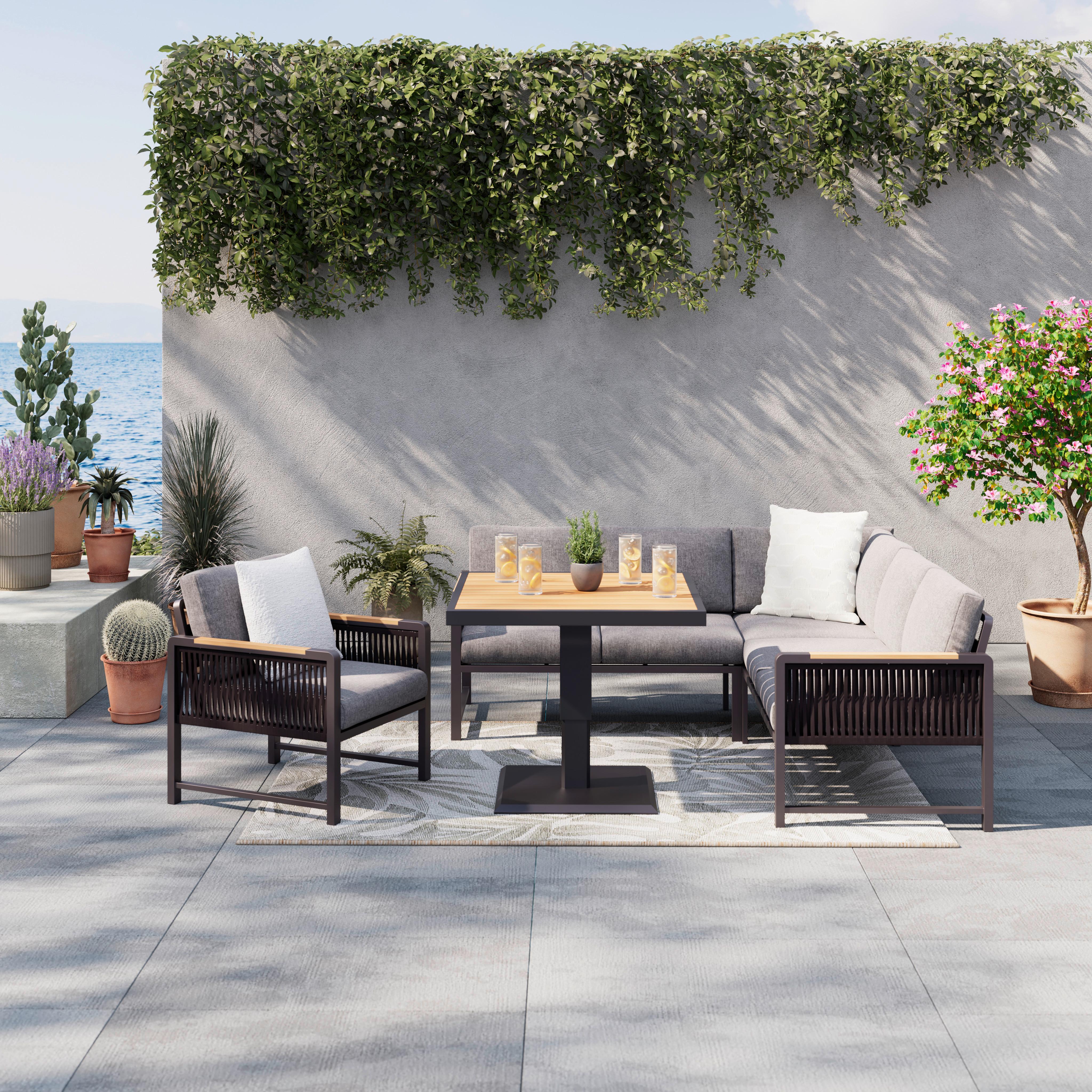 Loungegarnitur Washington Grau/Naturfarben, 4-teilig - Anthrazit/Naturfarben, Modern, Kunststoff/Textil (192/192cm) - Mömax