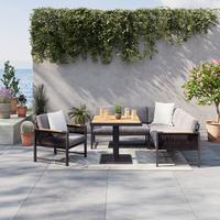 Loungegarnitur Washington Grau/Naturfarben, 4-teilig - Anthrazit/Naturfarben, MODERN, Kunststoff/Textil (192/73/192cm) - Mömax