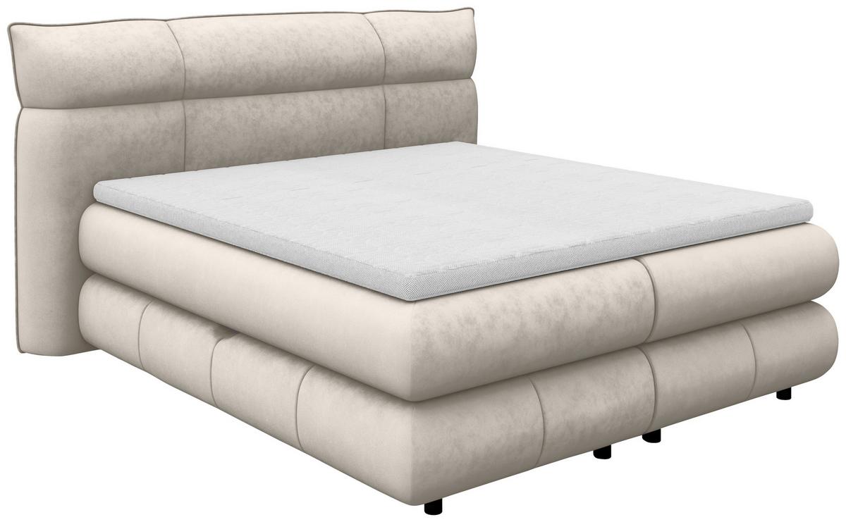 Boxspring Krevet Carmelo - bež/crna, Trend, tekstil/plastika (140/200cm) - Premium Living