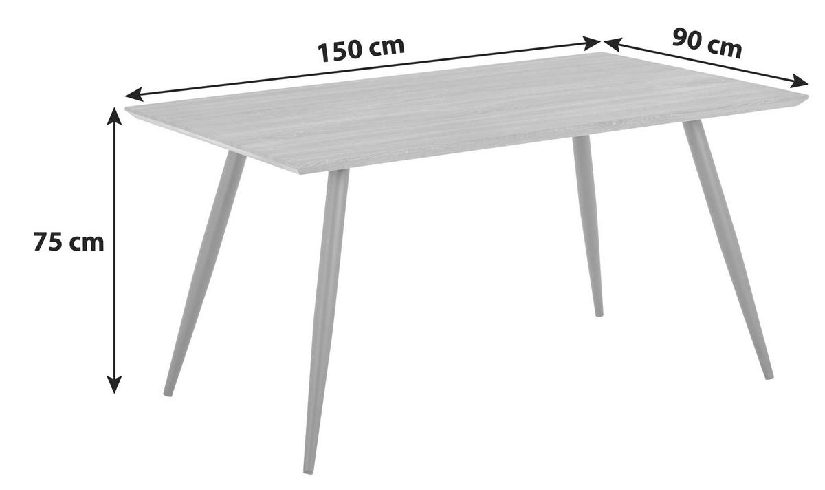 Jedilna Miza Porto, Črna, 150x90 - črna, Moderno, kovina/leseni material (150/75/90cm) - MID.YOU