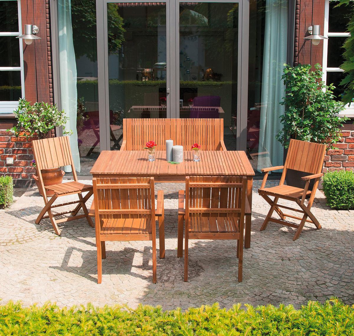 Gartentisch ausziehbar Echtholz L: 150-200 cm - Akaziefarben, KONVENTIONELL, Holz (150/100/74cm) - Siena Garden