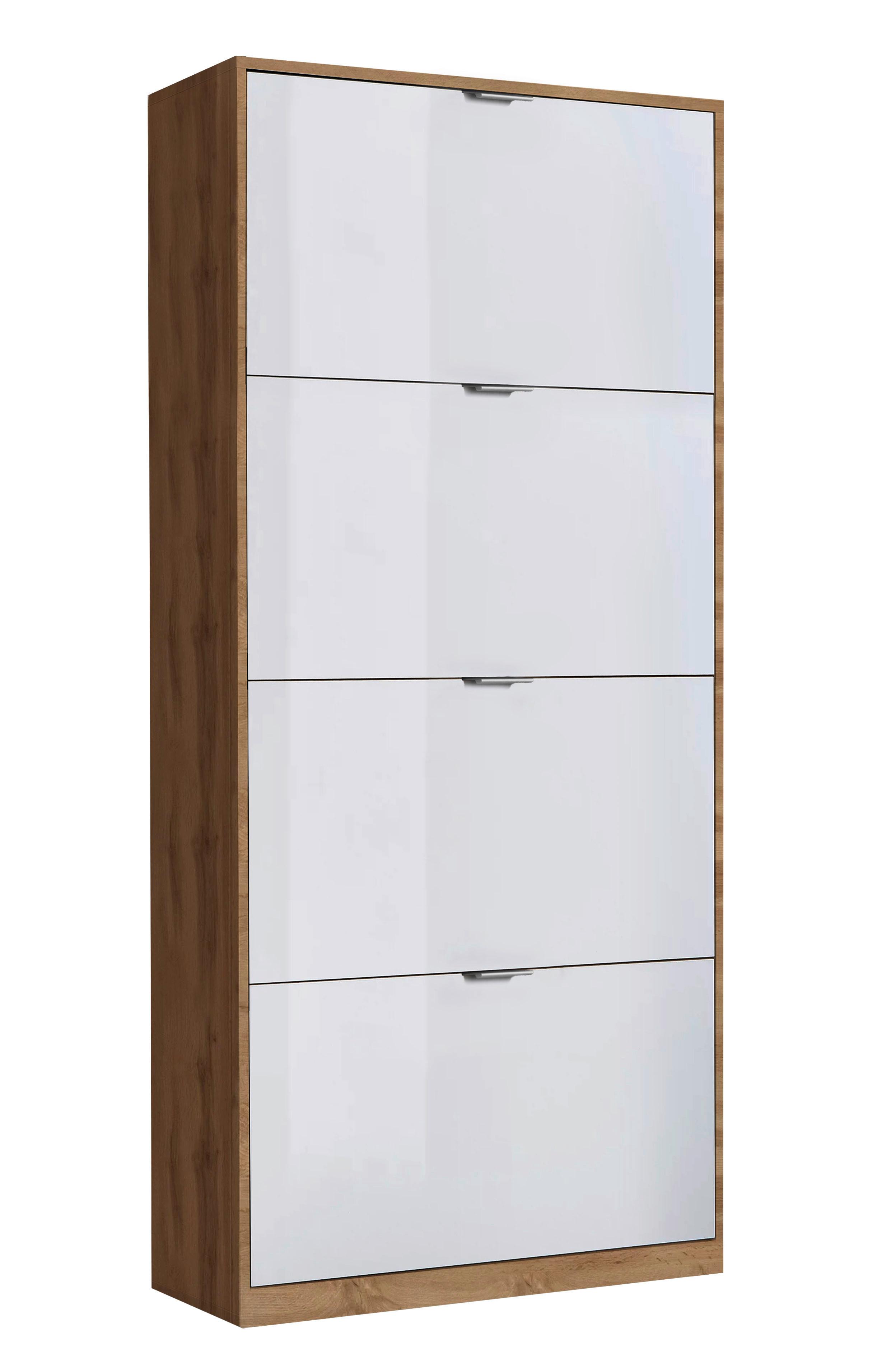 Ormar Za Cipele Yoro 4 - bijela visoki sjaj/boje aluminija, Konvencionalno, drvni materijal/metal (64/157,4/19cm) - Modern Living