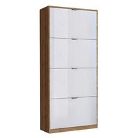 Ormar Za Cipele Yoro 4 - bijela visoki sjaj/boje aluminija, Konvencionalno, drvni materijal/metal (64/157,4/19cm) - Modern Living