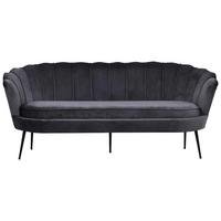 Sofa Calais ca. 180 cm Dunkelgrau Samt - Dunkelgrau/Schwarz, Design, Textil/Metall (180/78.5/78cm) - Livetastic