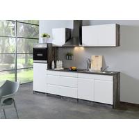 Küchenleerblock "Cardiff" Weiß/Eichefarbe - Weiß Hochglanz/Weiß, Basics, Holzwerkstoff (270cm) - Held