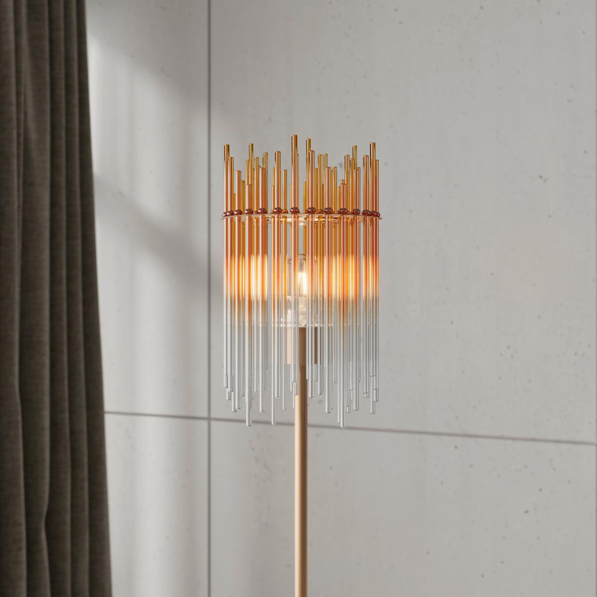 Stehleuchte Stab Bernsteinfarben max. 40 Watt - Champagner/Transparent, MODERN, Glas/Kunststoff (25l)